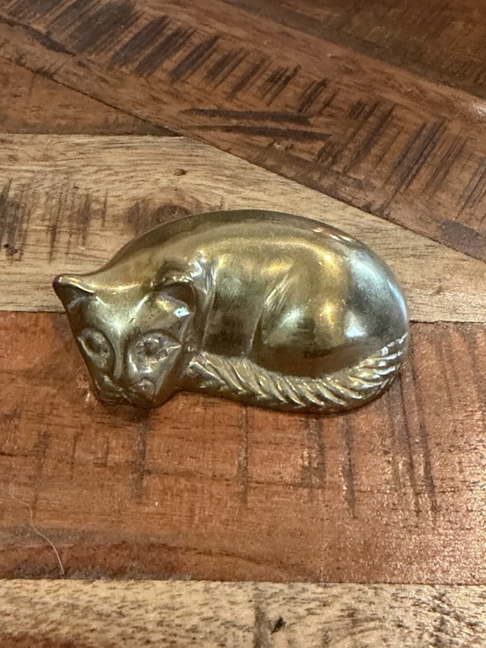 Vintage Brass Cat Kitty Sculpture Figure